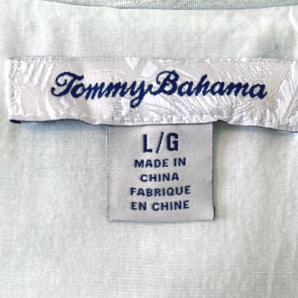 Tommy Bahama Resortwear Tropical Monstera Leaf Print Linen Blend Dress SZ L - Picture 7 of 7